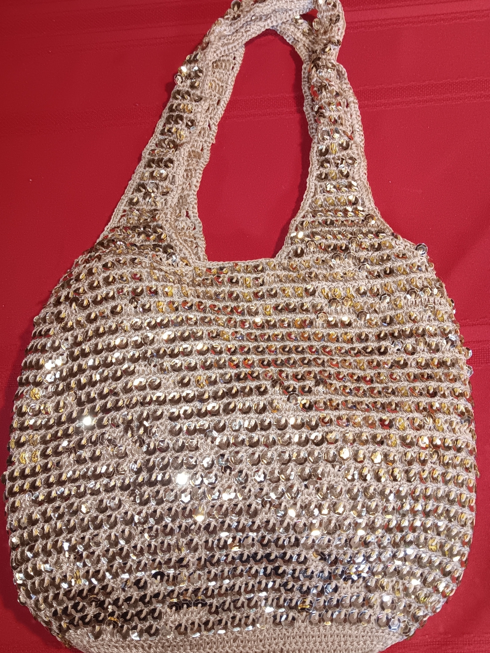 Chateau Gold Sequin Crochet Shoulder Bag